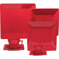 Tamanhos, Medidas e Dimensões do produto Aparelho de Jantar 42 Peças Porcelana Vermelho - Oxford Porcelanas