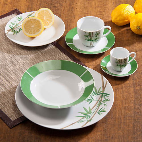 Aparelho de Jantar Bamboo 42 Peças Cerâmica MALA42E4 Estampado - La Cuisine