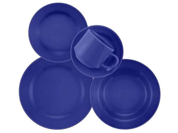 Aparelho de Jantar Chá 20 Peças Biona Cerâmica - Redondo Azul Donna AM20-5012