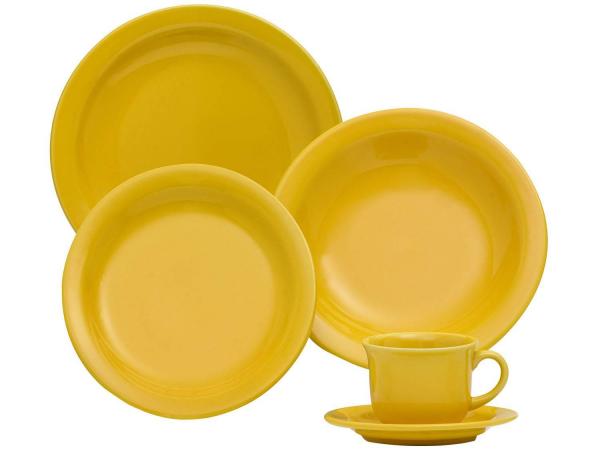 Aparelho de Jantar Chá 20 Peças Oxford - Cerâmica Redondo Amarelo Floreal Yellow