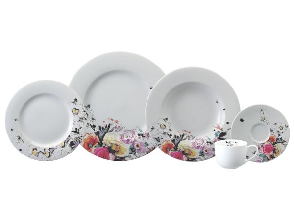 Aparelho de Jantar e Chá Porcelana Schmidt 30 peças - Dec. Edite 2