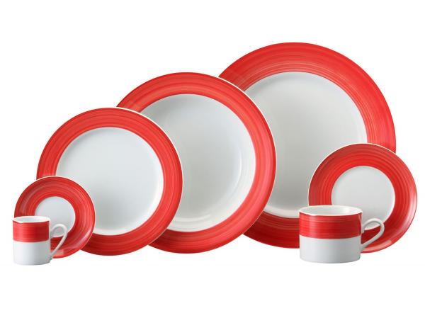 Tudo sobre 'Aparelho de Jantar Chá 30 Peças Schmidt - Porcelana Redondo Vermelho e Branco Prática PM'