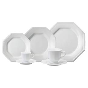 Aparelho de Jantar/Chá/Café Porcelana Prisma 42 Peças - Schmidt - Branco