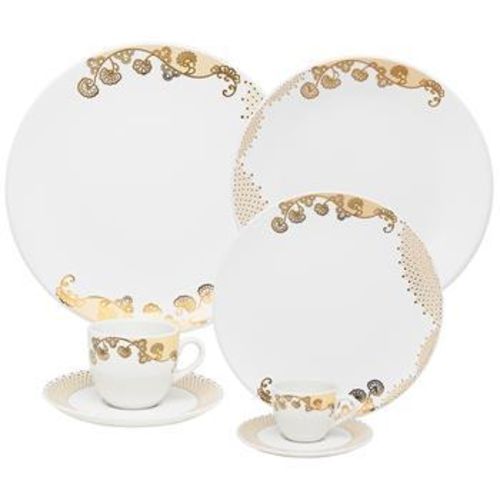 Aparelho de Jantar, Chá e Café Oxford Porcelanas Coup Golden – 42 Peças