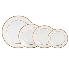 Aparelho de Jantar de Porcelana 30 Peças Alto Relevo Gold - F9-25047 - Branco