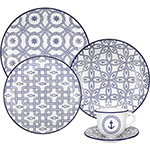 Aparelho de Jantar e Chá 20 Peças Cerâmica Floreal Nautico Branco - Oxford Daily