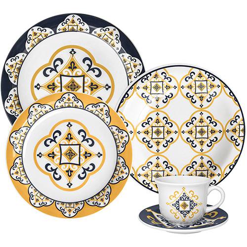 Aparelho de Jantar e Chá 20 Peças Cerâmica Floreal São Luis Amarelo - Oxford Daily