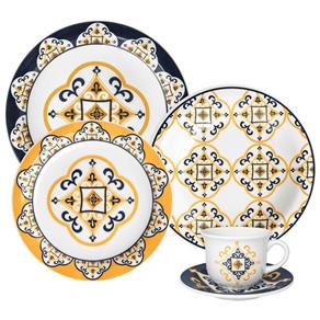 Aparelho de Jantar e Chá Floreal São Luis 20 Peças em Cerâmica Oxford Daily - Amarelo
