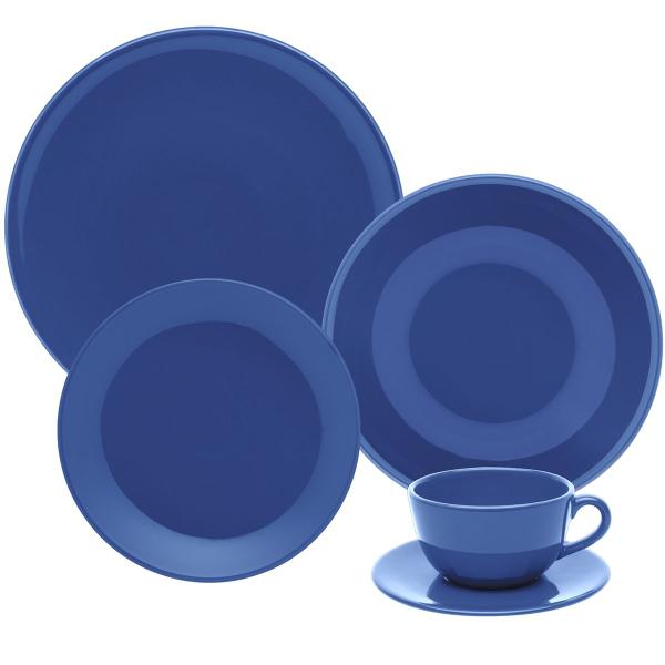 Aparelho de Jantar e Chá Oxford 20 Peças Cerâmica Unni Blue Azul