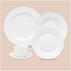 Aparelho de Jantar e Chá Oxford Porcelanas Flamingo White SM30-9201 - 30 Peças - Branco