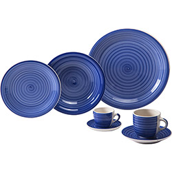 Aparelho de Jantar Espirale 42 Peças Ceramica Azul Marinho - La Cuisine