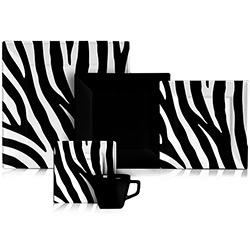 Aparelho de Jantar Porto Brasil Zebra Quadrado - 30 Peças