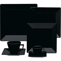 Aparelho de Jantar Quadrado Porcelana Preto 42 Peças La Cuisine By Oxford