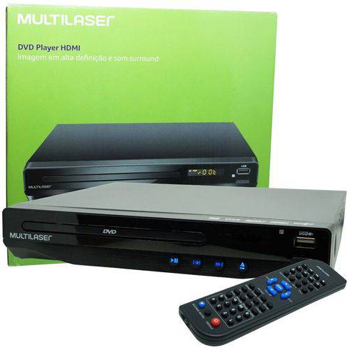 Aparelho DVD Player Hdmi HD 5.1 Canais Rca USB Mp3 Função Karaoke Multilaser Preto SP193