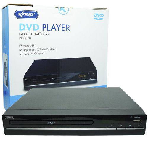 Tudo sobre 'Aparelho Dvd Player Rca 2.0 Canais Usb Mp3 Cd Ripping Display Led Controle Knup Preto KP-D120 Bivolt'
