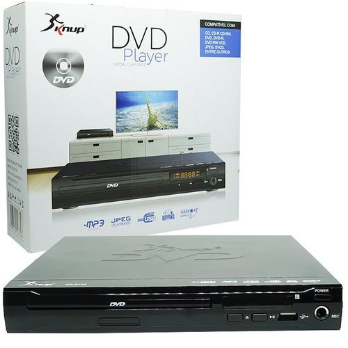 Aparelho DVD Player Rca 2.0 Canais USB Mp3 Cd Ripping Karaoke Knup Preto KP-D103 Bivolt
