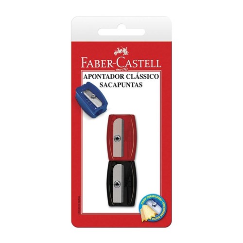 Apontador Clássico Faber-Castell Cores Sortidas Cartela com 2 Unidades