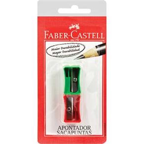 Apontador Simples Faber-Castell Vermelho e Verde SM060100ZF - 2 Unidades
