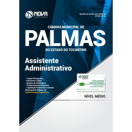 Tudo sobre 'Apostila Câmara Municipal de Palmas - To 2018 - Assistente Administrativo'