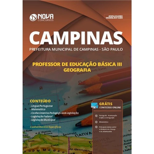 Apostila Campinas Sp 2019 - Professor Iii - Geografia