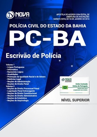 Apostila Concurso Pc Ba 2018 - Escrivão de Polícia