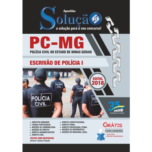 Apostila Concurso Pc Mg 2018 - Escrivão de Polícia I