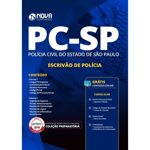 Apostila Concurso Pc Sp 2019 - Escrivão de Polícia