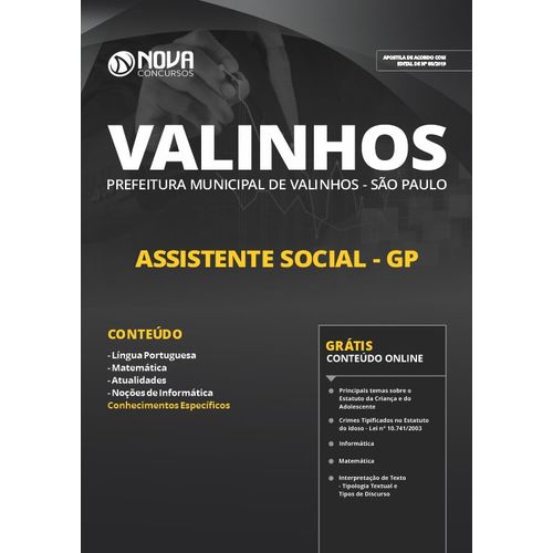 Apostila Concurso Valinhos Sp 2019 - Assistente Social