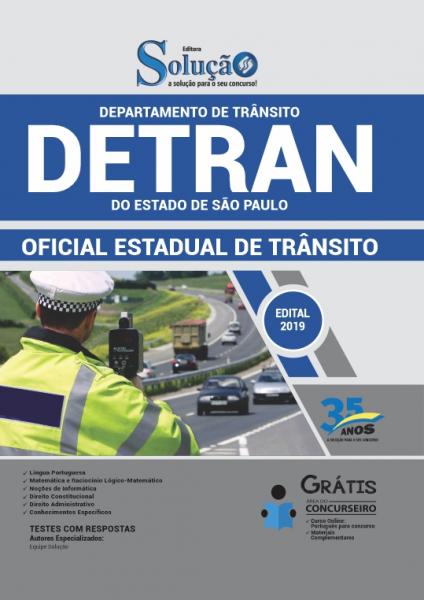 Apostila Detran-sp 2019 - Oficial Estadual de Trânsito - Editora Solução