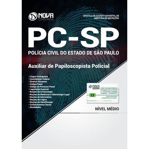 Apostila PC-SP 2018- Auxiliar de Papiloscopista Policial