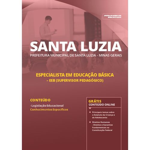 Apostila Pref Santa Luzia Mg 2019 Eeb Supervisor Pedagógico