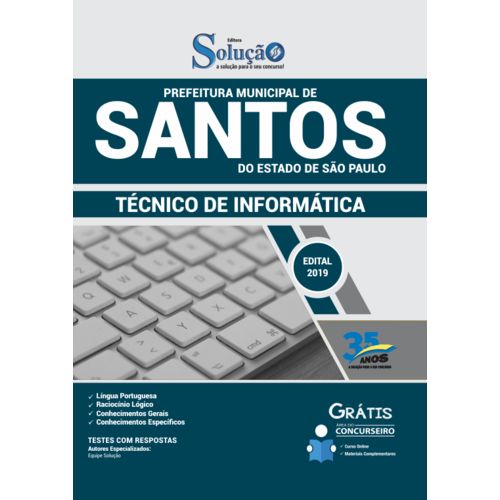 Apostila Prefeitura de Santos 2019 - Técnico em Informática