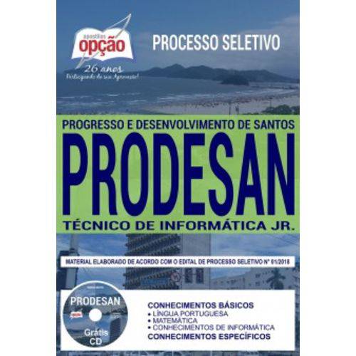Tudo sobre 'Apostila Prodesan 2019 Técnico Informática Jr'