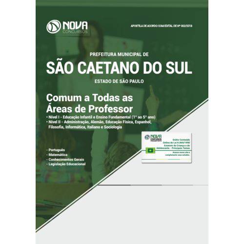Tudo sobre 'Apostila São Caetano do Sul Sp 2018 - Professor'