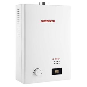 Aquecedor de Água a Gás Lorenzetti LZ200EF Controle Analógico Branco – Bivolt - GLP