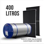 Aquecedor Solar 400 Litros + 02 Placas, Semi-Blindadas, Inmetro A, 1,7x1m e Reservatório Desnível