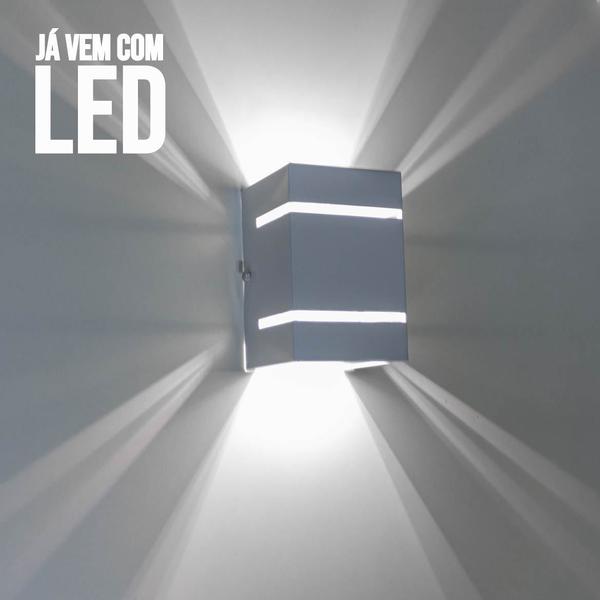 Arandela Branca + LED 5W 6000K Luminária Externa Parede Muro 2 Focos Frisos Fachos St327 - Starlumen