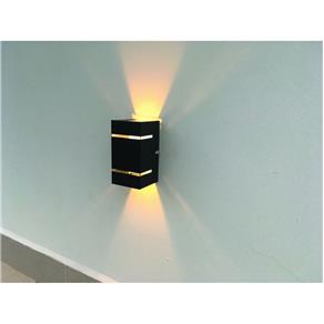 Arandela de Parede e Muro Externa Frisada Preta + Lâmpada Led Kit 4 - Branco Frio