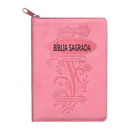 Arc045tizlg - Bíblia Sagrada Arc com Letra Grande - Rosa Claro