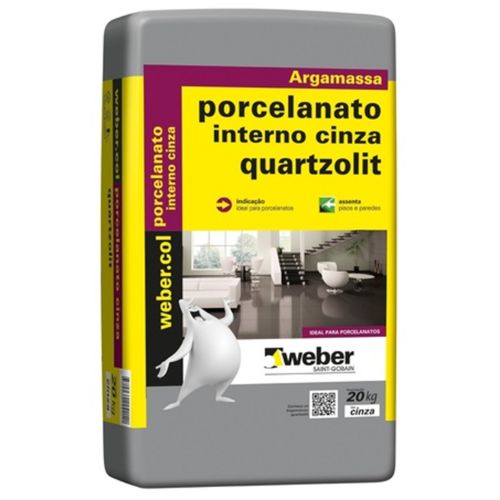 Argamassa Porcelanato Interno Cinza 20kg Weber -  0102000011440PA - QUARTZOLIT