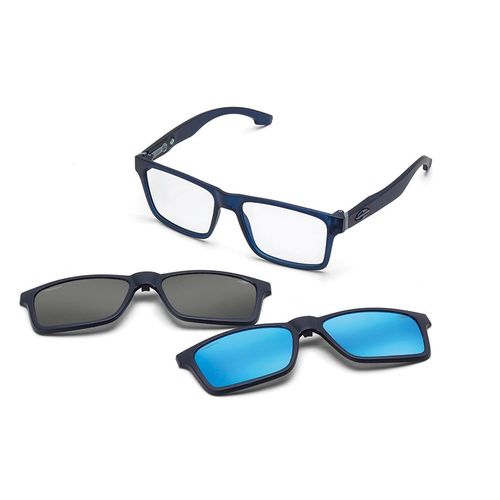 Armação Oculos Grau Mormaii Swap M6057k2656 Azul Fosco Clip On Polarizado