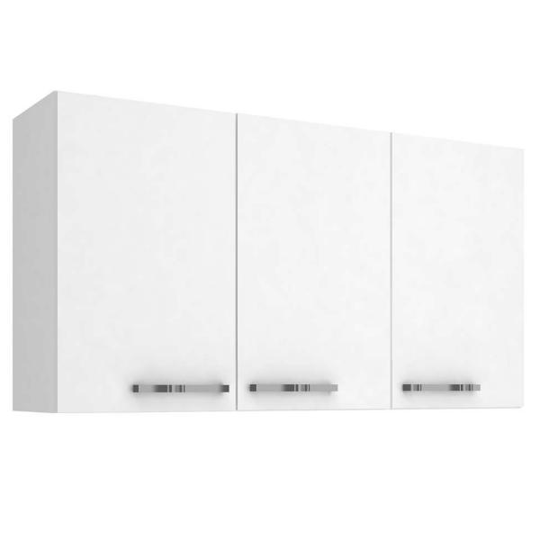 Armário Aéreo 3 Portas 120 Cm MDP Branco Movelbento