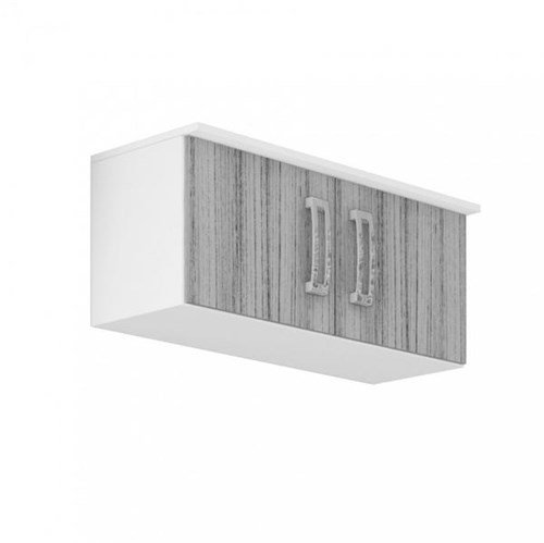 Armário Aéreo 2 Portas 70cm Poliman Móveis Branco/Cinza