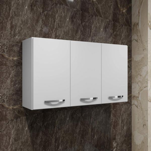 Armário Aéreo 3 Portas Etios Kaiki Móveis Branco
