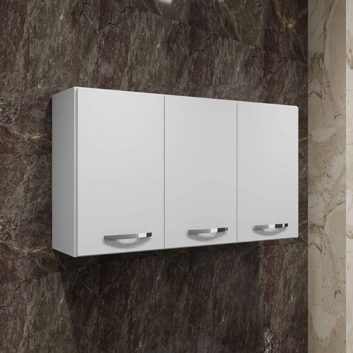 Armário Aéreo 3 Portas Etios Kaiki Móveis Branco