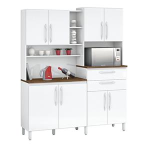 Armário Cozinha Completa Kit Rubi 8 Portas Branco - Branco