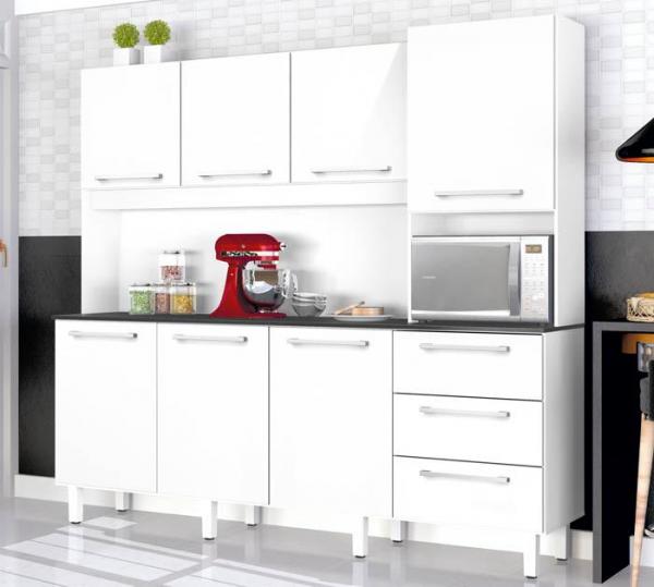 Armário de Cozinha 7 Portas 3 Gavetas Galaxy Plus Branco - Zanzini