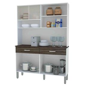 Armário de Cozinha 8 Portas Vitrus Kit's Paraná Branco/Rovere/CP-Dubai