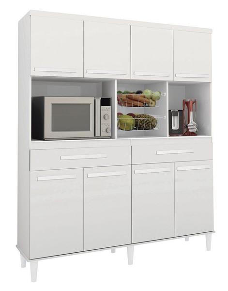 Armário de Cozinha Samanta 1,36m Branco Brilho - Trinobél Móveis - Trinobel Móveis