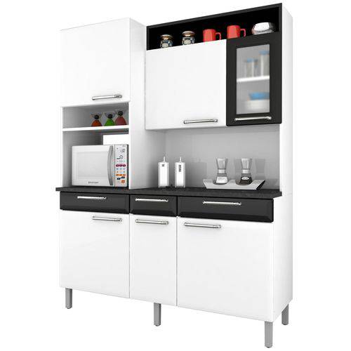 Armário para Cozinha com 1 Porta de Vidro Regina Itatiaia I3VG3-155 Branco/Preto
